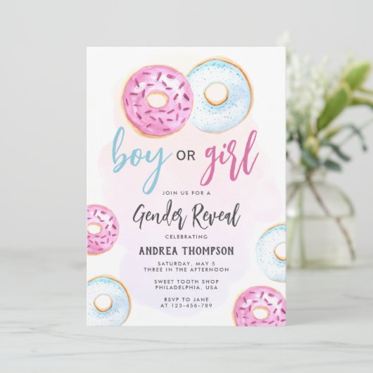 男の子または女の子の性別の表示 招待状 (スタンド正面)