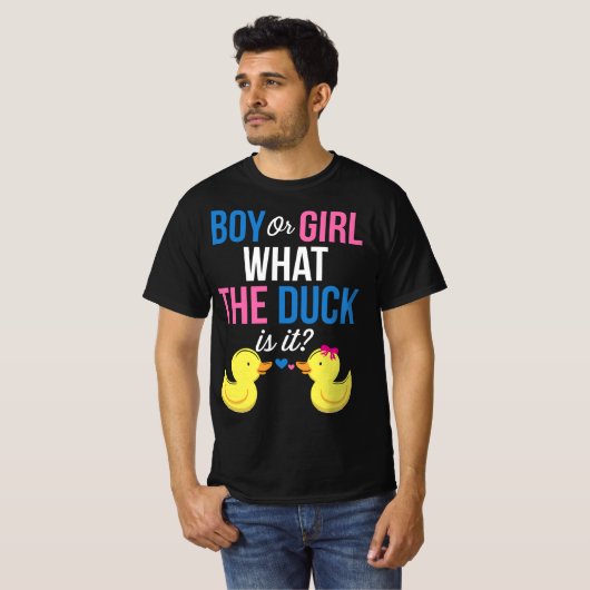 男の子または女の子の性別ダックが何であるか明らかにする Tシャツ (正面フル)