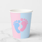 男の子または女の子の性明らかに赤ちゃんシャワーベビー足Pa 紙コップ (裏面)