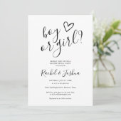 男の子または女の子の愛ハート性発現パーティー 招待状 (スタンド正面)