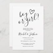 男の子または女の子の愛ハート性発現パーティー 招待状 (正面/裏面)