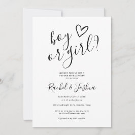 男の子または女の子の愛ハート性発現パーティー 招待状