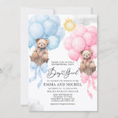 男の子または女の子の招待、ジェンダーはクマと弓を明らかにする 招待状 (正面)