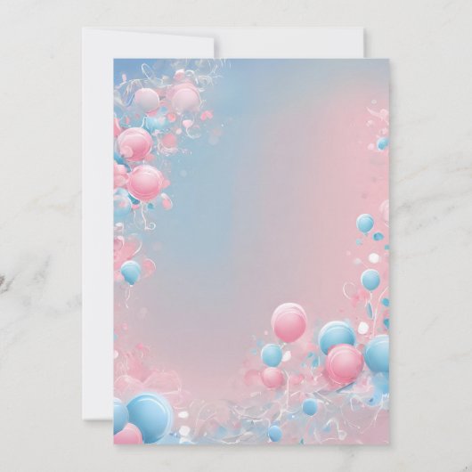 男の子または女の子の水の色のベビー性別の表示 招待状 (裏面)