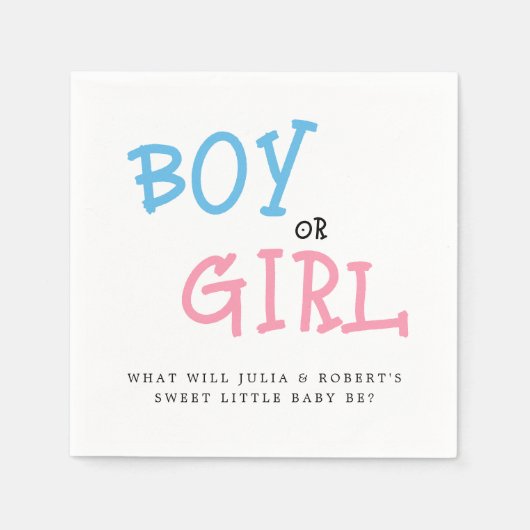 男の子または女の子の水の色の性別を表示パーティー スタンダードカクテルナプキン (正面)