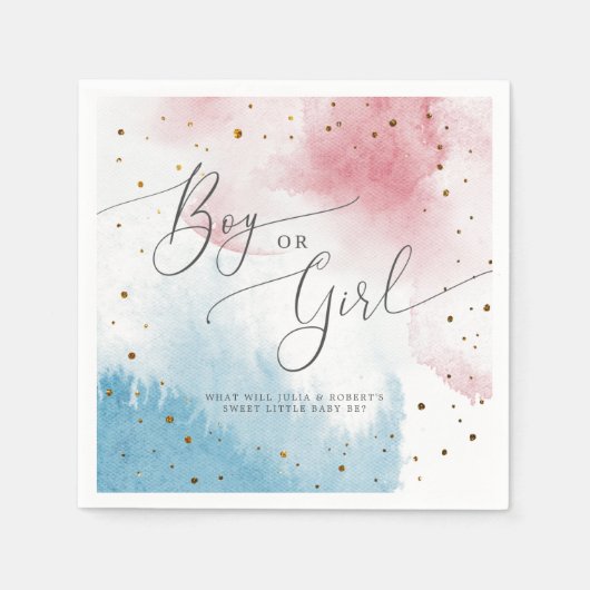 男の子または女の子の水の色の性別を表示パーティー スタンダードカクテルナプキン (正面)