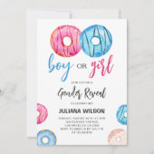 男の子または女の子の水の色ドーナツジェンダーリビール 招待状 (正面)