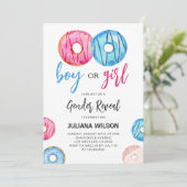 男の子または女の子の水の色ドーナツジェンダーリビール 招待状 (スタンド正面)