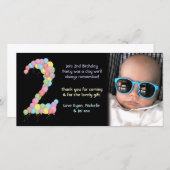 男の子または女の子の第2誕生日は写真カード感謝していしています サンキューカード (正面/裏面)