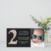 男の子または女の子の第2誕生日は写真カード感謝していしています サンキューカード (スタンド正面)