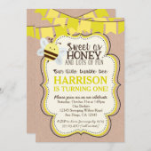 男の子または女の子の蜂の誕生日招待状 招待状 (正面/裏面)