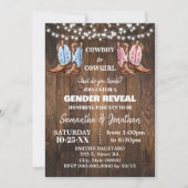 男の子または女の子の西ブーツ性別がシャワーを明らかにする 招待状 (正面)