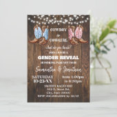 男の子または女の子の西ブーツ性別がシャワーを明らかにする 招待状 (スタンド正面)