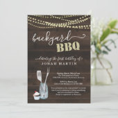 男の子または女の子の誕生日パーティバックヤードBBQ 招待状 (スタンド正面)