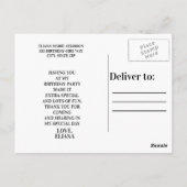 男の子または女の子の誕生日パーティー写真ありがとう ポストカード (裏面)