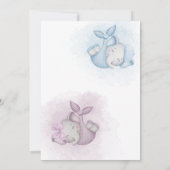 男の子または女の子の象ピンクの青の性別が明らかに 招待状 (裏面)