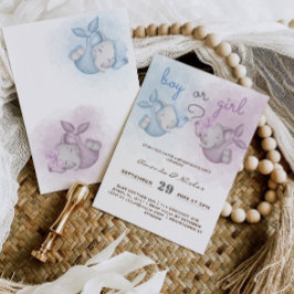 男の子または女の子の象ピンクの青の性別が明らかに 招待状