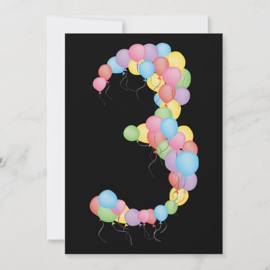 男の子または女の子の3歳の誕生日パーティー カスタム招待状 招待状 (正面)