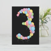 男の子または女の子の3歳の誕生日パーティー カスタム招待状 招待状 (スタンド正面)