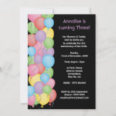 男の子または女の子の3歳の誕生日パーティー カスタム招待状 招待状 (裏面)