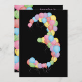 男の子または女の子の3歳の誕生日パーティー カスタム招待状 招待状 (正面/裏面)