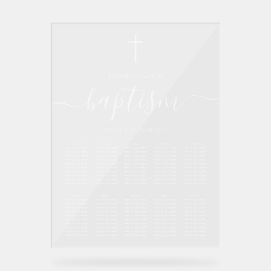男の子または女の子の《キリスト教》洗礼式や命名式洗礼着席表 アクリルサイン (正面)