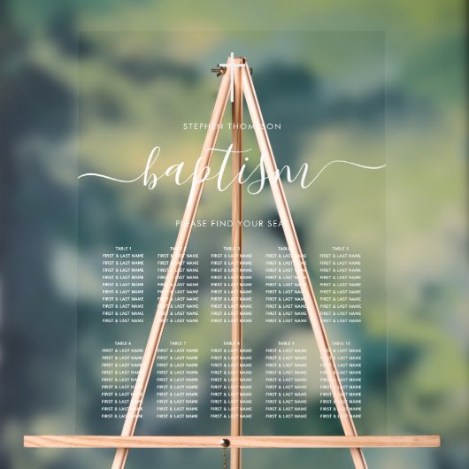 男の子または女の子の《キリスト教》洗礼式や命名式洗礼着席表 アクリルサイン (ニュートラル)