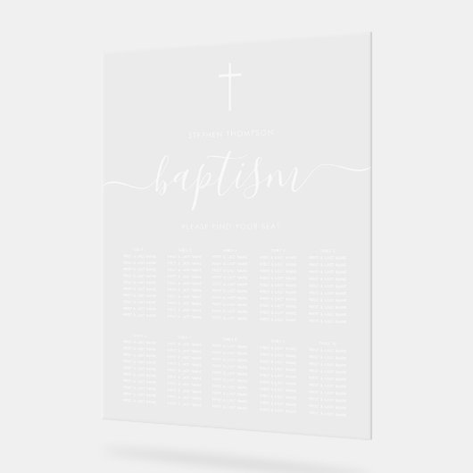 男の子または女の子の《キリスト教》洗礼式や命名式洗礼着席表 アクリルサイン (傾斜)