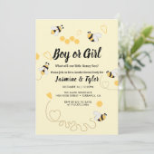 男の子または女の子イエロービーハニージェンダーのリビール 招待状 (スタンド正面)