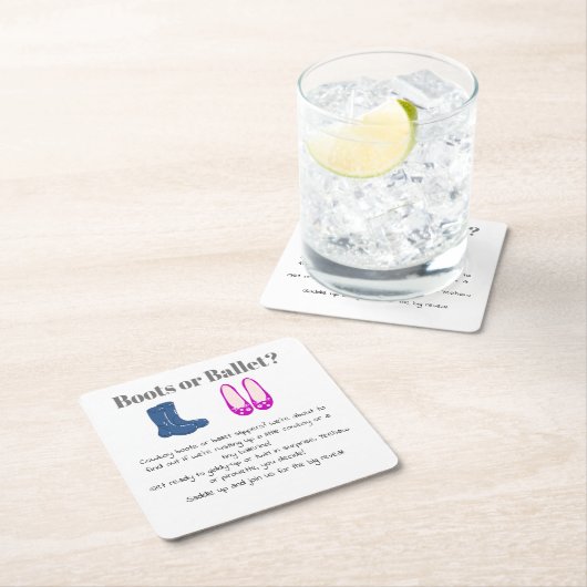 男の子または女の子カウボーイブーツバレットジェンダーの明け スクエアペーパーコースター (インサイチュ)