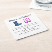 男の子または女の子カウボーイブーツバレットジェンダーの明け スクエアペーパーコースター (アングル)