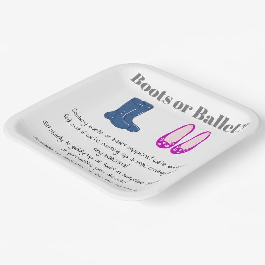 男の子または女の子カウボーイブーツバレットジェンダーの明け ペーパープレート (傾斜あり)