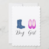 男の子または女の子カウボーイブーツバレットジェンダーの明け 招待状 (裏面)