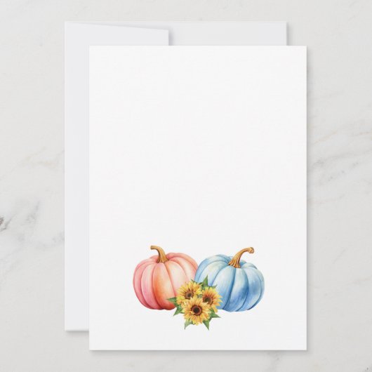 男の子または女の子カボチャのトラック性別を表示パーティー 招待状 (裏面)