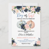 男の子または女の子カボチャ性別を表示パーティー 招待状 (正面)