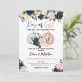 男の子または女の子カボチャ性別を表示パーティー 招待状 (スタンド正面)