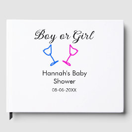 男の子または女の子シャワーピンクの青ガラスの名前の日付 ゲストブック