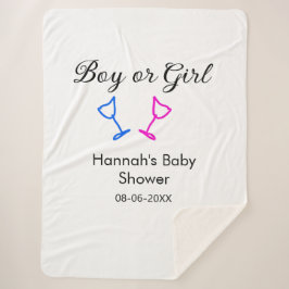 男の子または女の子シャワーピンクの青ガラスの名前の日付 シェルパブランケット