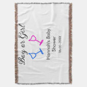 男の子または女の子シャワーピンクの青ガラスの名前の日付 スローブランケット (正面縦)