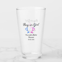 男の子または女の子シャワーピンクの青ガラスの名前の日付 タンブラーグラス