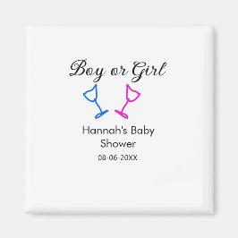 男の子または女の子シャワーピンクの青ガラスの名前の日付 マグネット