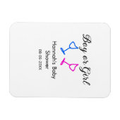 男の子または女の子シャワーピンクの青ガラスの名前の日付 マグネット (横)