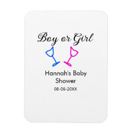 男の子または女の子シャワーピンクの青ガラスの名前の日付 マグネット