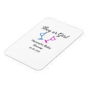 男の子または女の子シャワーピンクの青ガラスの名前の日付 マグネット (左側)