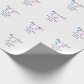 男の子または女の子シャワーピンクの青ガラスの名前の日付 ラッピングペーパー (角)