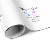 男の子または女の子シャワーピンクの青ガラスの名前の日付 ラッピングペーパー (ロールコーナー)