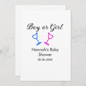 男の子または女の子シャワーピンクの青ガラスの名前の日付 招待状 (正面/裏面)