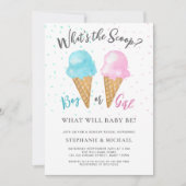 男の子または女の子スクープ性別リビールパーティー 招待状 (正面)