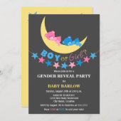 男の子または女の子テディベア性別の表示パーティー 招待状 (正面/裏面)