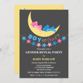 男の子または女の子テディベア性別の表示パーティー 招待状